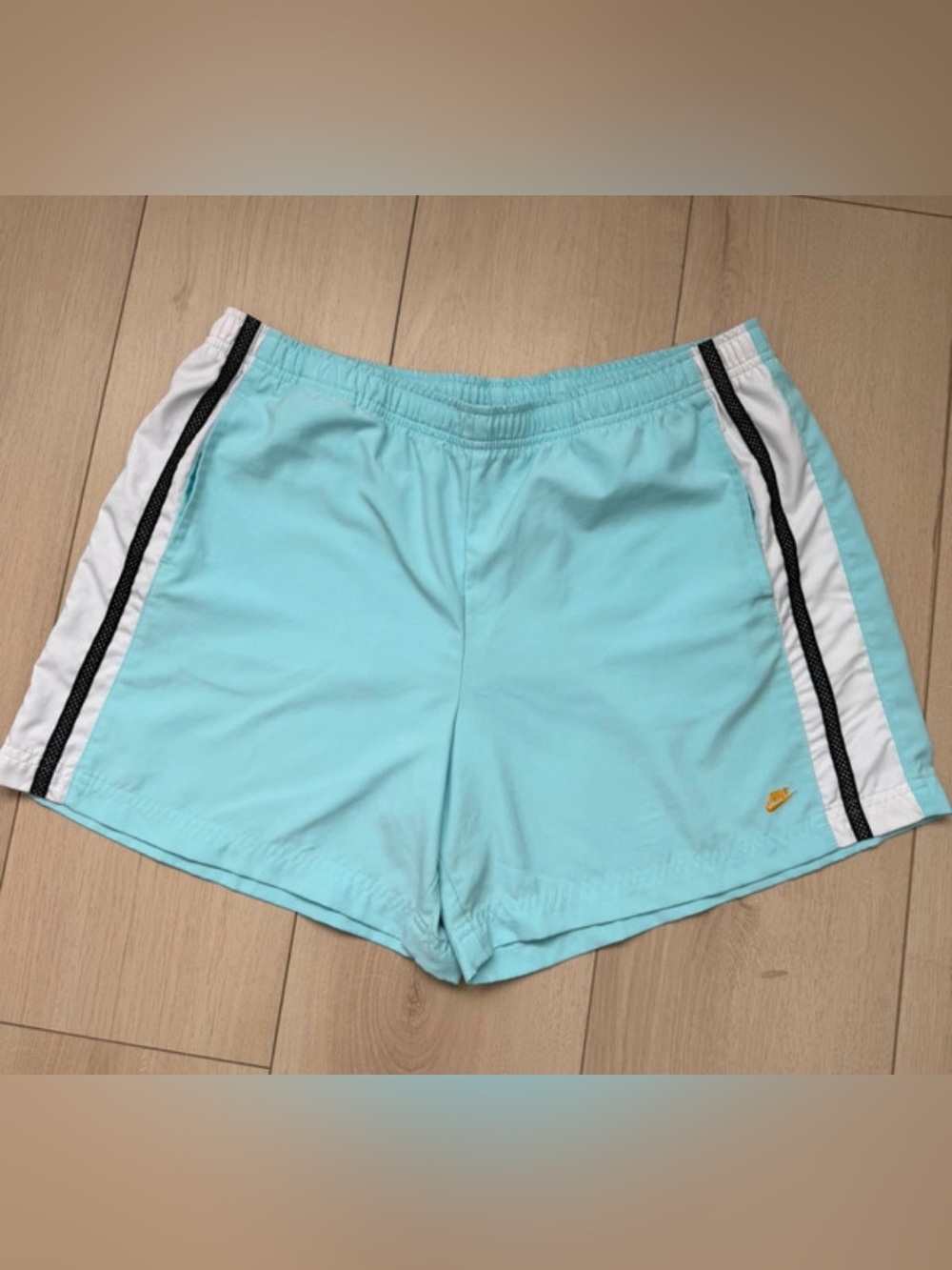 Nike Women's Aqua Athletic Shorts with White & Black Side Panels